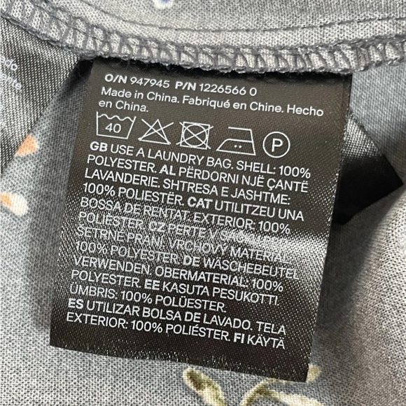 H&M‎ Tie Belt Crepe Dress Gray Floral Long Button Present Sleeve Woman’s Size S - Picture 15 of 15